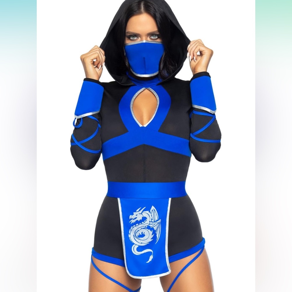 Leg Avenue Women's 3 Pc Dragon Ninja Costume with Hooded Romper, Sexy Halloween